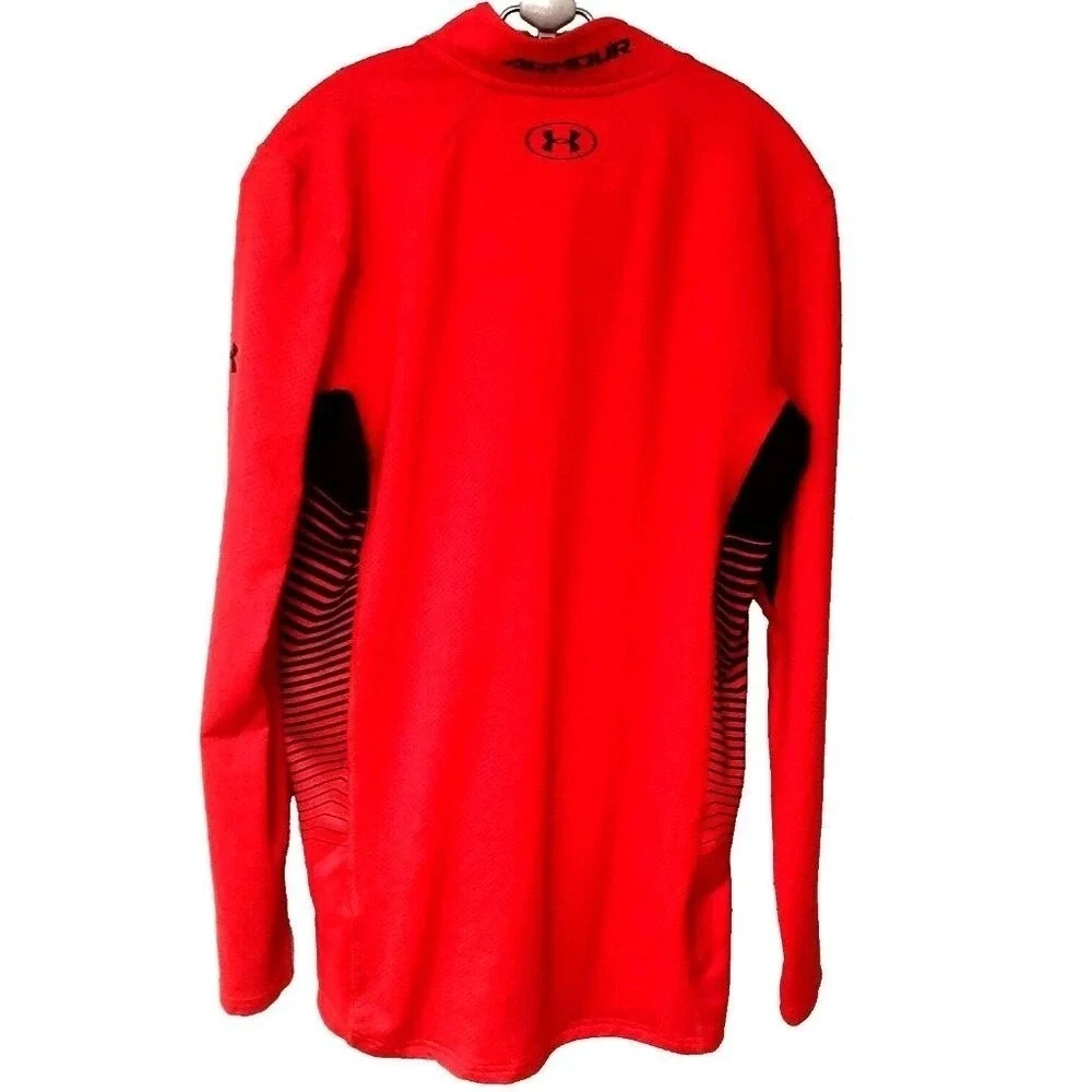 UNDER ARMOUR 1/4 Zip Shirt Jacket ColdGear‎ Performance Waffle Orange  Womens S